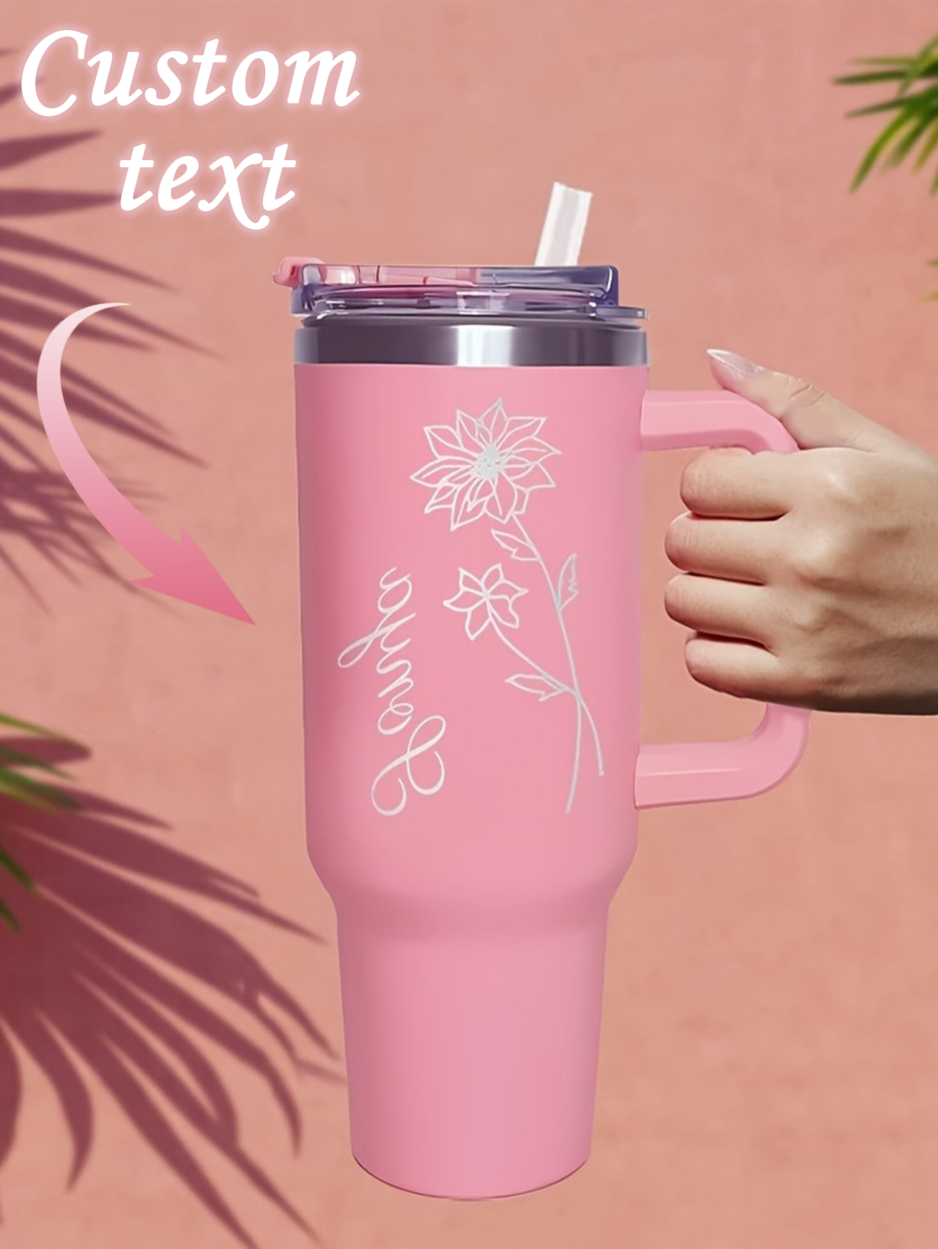 Custom Insulated Floral Moon Coffee Tumbler